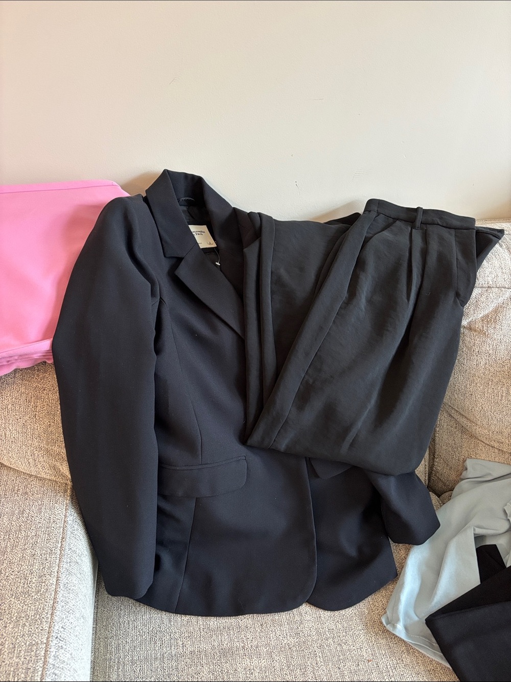 Abercrombie Women's black oversized Blazer & Wide-Leg Pants Set